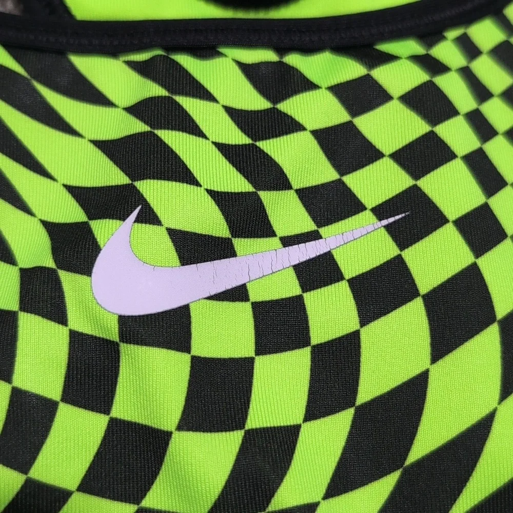 Checkered‎ Nike Sports Bra Black And White Black And Neon Yellow Size Small